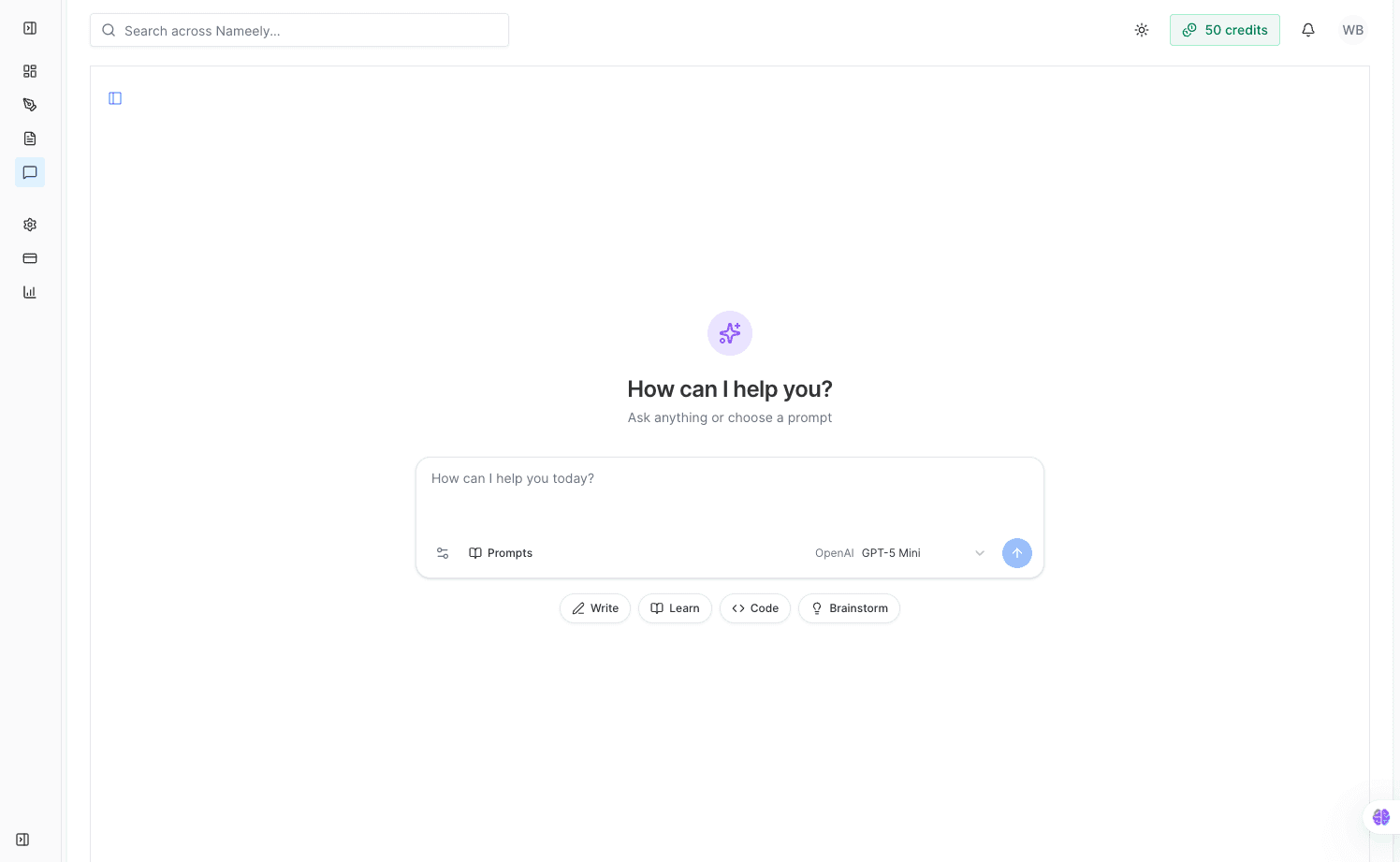 Nameely dashboard screenshot