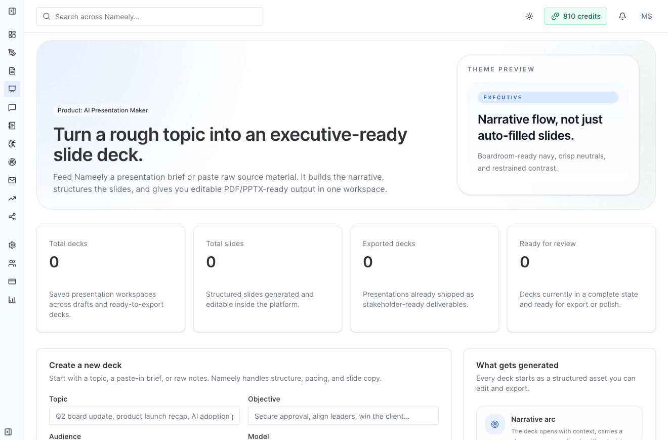 Product: AI Presentations preview