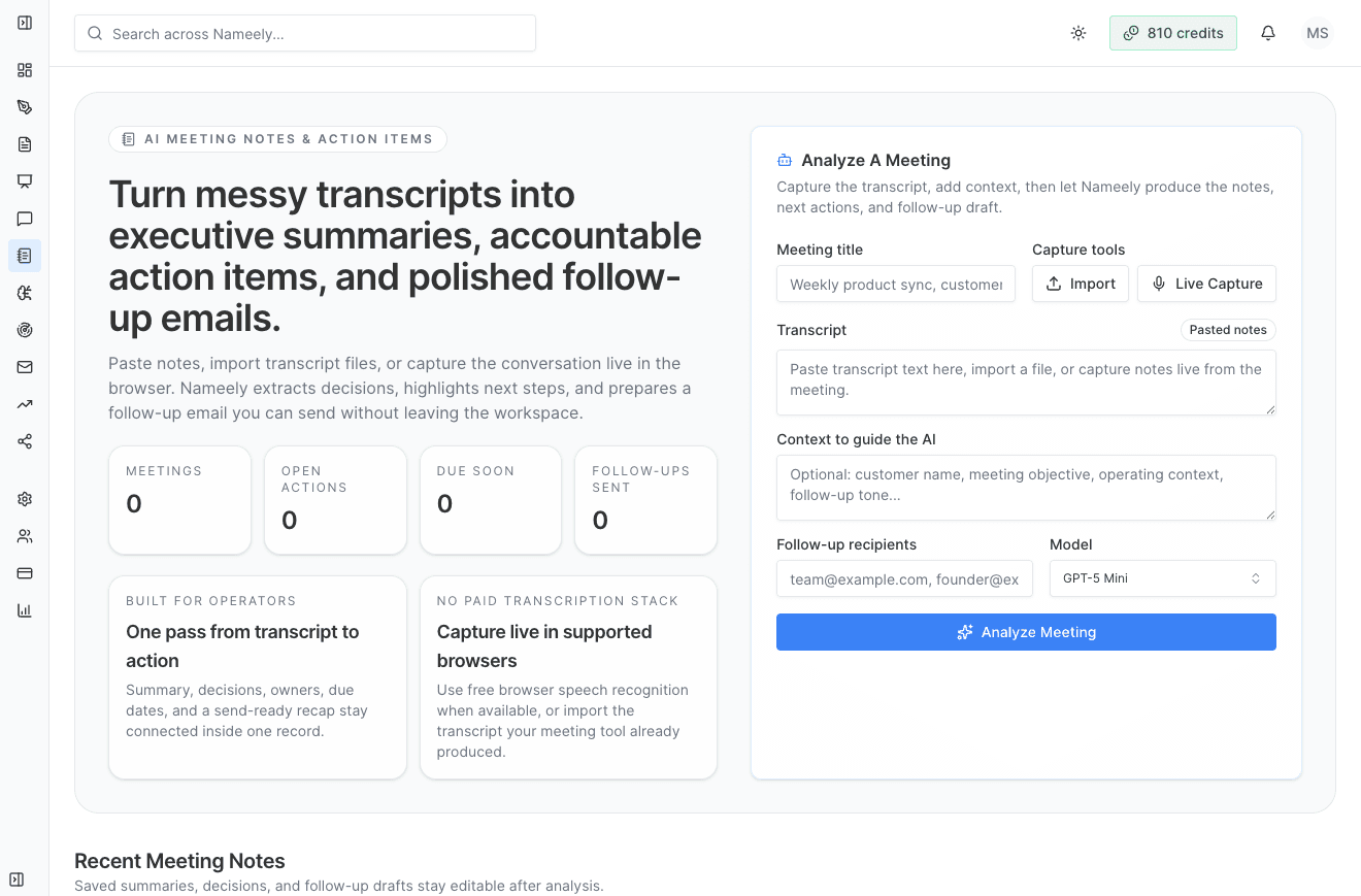 Product: AI Meetings preview
