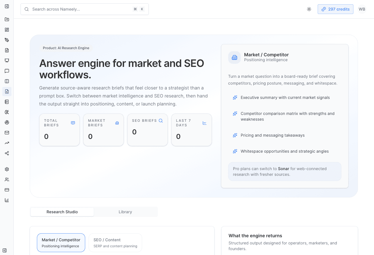 Product: AI Research Engine preview